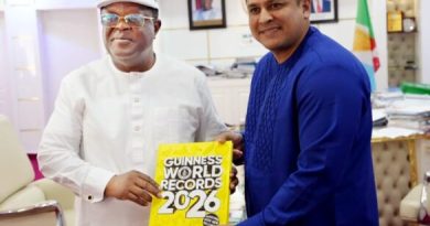 Works Minister, Umahi hosts MD Guinness Nigeria, Sharma